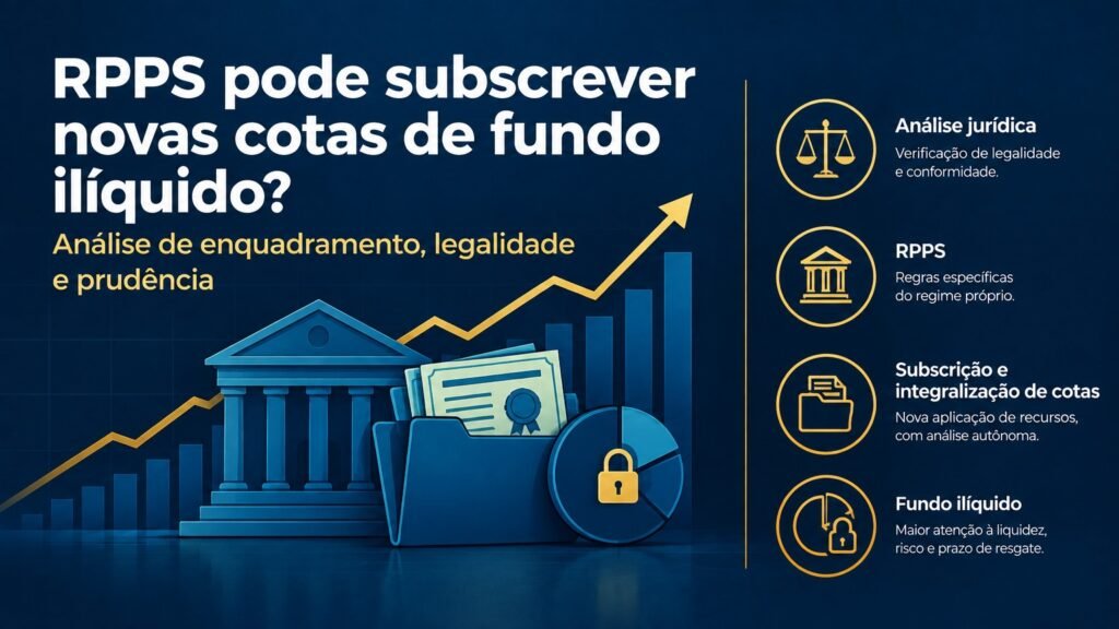 Arte: RPPS e a subscrição de novas cotas de fundo ilíquido — análise jurídica, regras do regime próprio, integralização e liquidez
