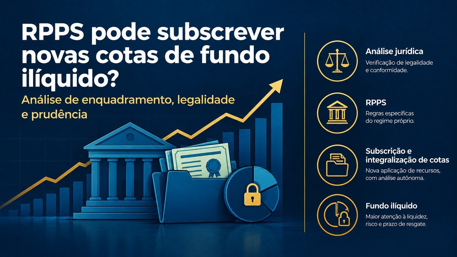 Arte: RPPS e a subscrição de novas cotas de fundo ilíquido — análise jurídica, regras do regime próprio, integralização e liquidez
